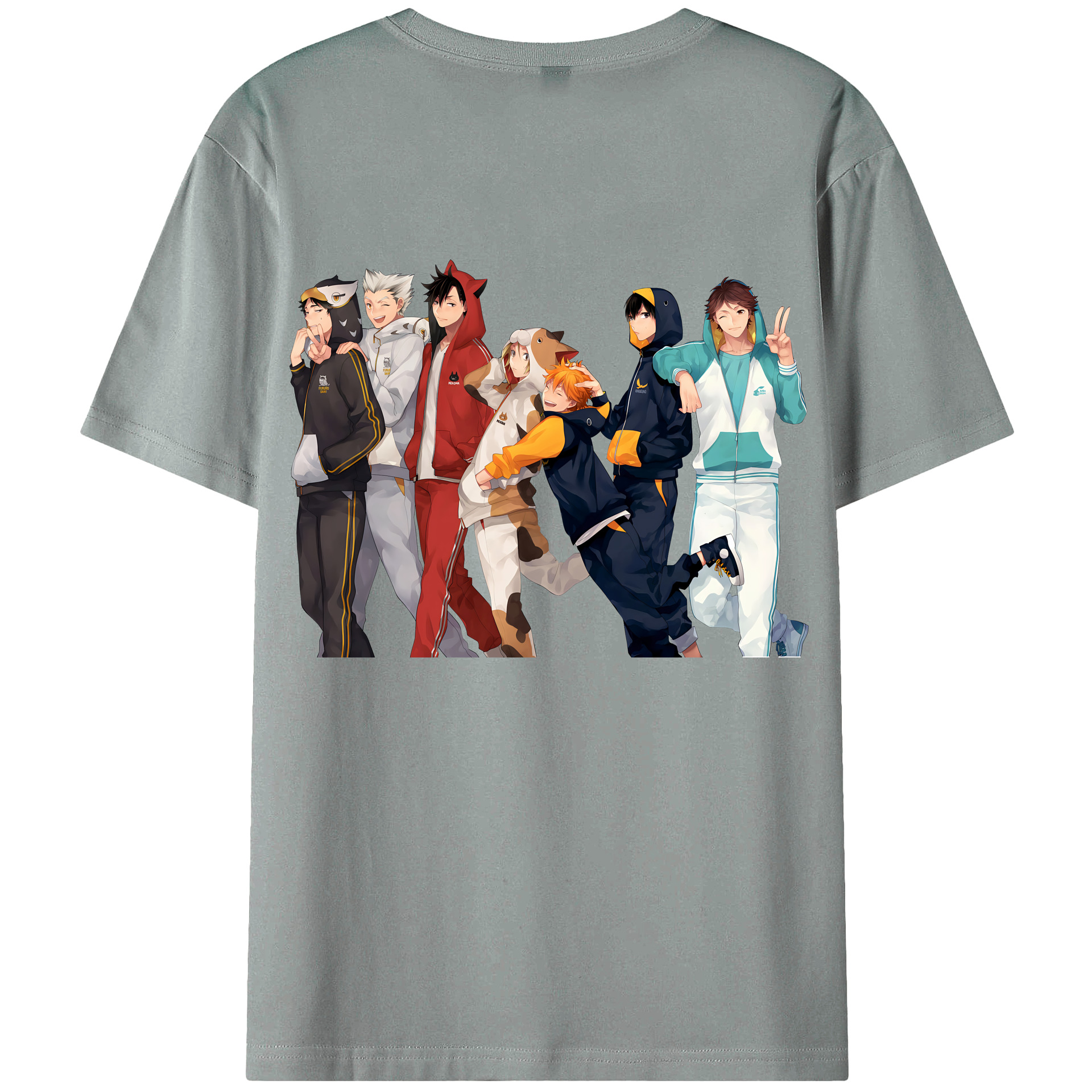 （画像用） ハイキュー!! Haikyu!! 綿100％ メンズ半袖Tシャツ（バックプリント） 通気性